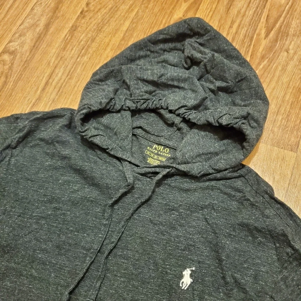 Polo Ralph Lauren Hoodie Men XL Gray Long Sleeve Lightweight Pony Logo